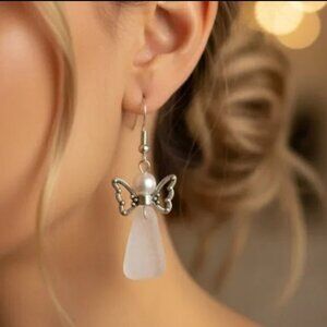 Sea glass Angel earrings